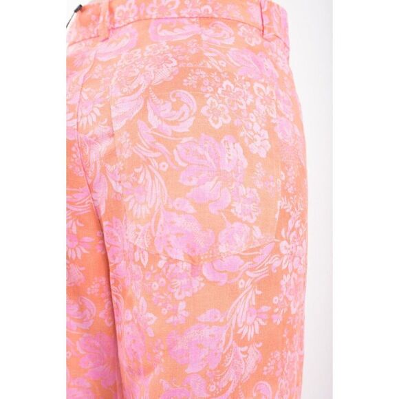 Zara Womens Linen Blend Trousers Pants XS Orange Pink Paisley 8042/010 NWT - Picture 5 of 7